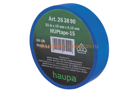 Изолента ПВХ HAUPA 19 мм x 33 м, цвет синий 263890
