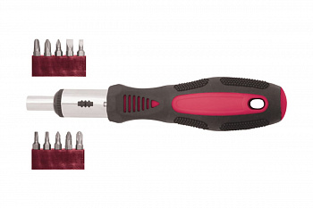 Отвертка реверсивная с набором бит 10 шт. КУРС 56277