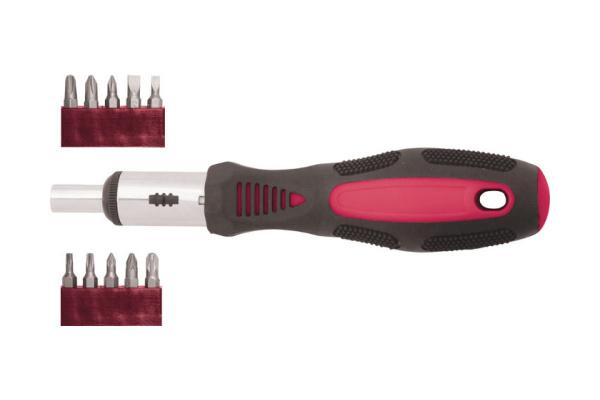 Отвертка реверсивная с набором бит 10 шт. КУРС 56277