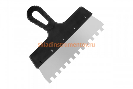 Фасадный зубчатый шпатель (нержавеющая сталь, 250мм, зуб.10x10мм) РемоКолор Мастер 12-9-250