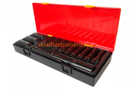 Набор ударных глубоких шестигранных торцевых головок 1/2" 10-32мм 15шт JTC-K4151