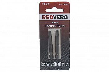 Бита Torx Tamper ТТ27, 50 мм, 2 шт. REDVERG 6623508