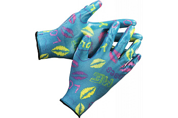 Садовые перчатки с прозрачным нитриловым покрытием Grinda синие, р. L-XL 11296-XL