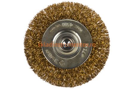 Щетка дисковая (75 мм; 0.3 мм; витая латунированная стальная проволока) для дрели ЗУБР 3520-075_z02