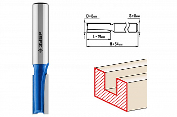 Фреза пазовая прямая ПРОФЕССИОНАЛ (8х19х54 мм; хвостовик 8 мм) Зубр 28753-8-19