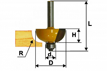 Фреза кромочная калевочная (44.5х19 мм; R 15.8 мм; хвостовик 8 мм) по дереву Энкор 9275