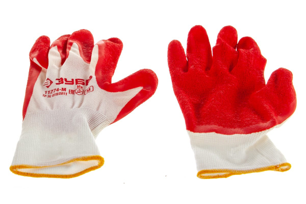 Садовые перчатки Зубр тонкие, с рельефным латексным покрытием, размер 8/M 11274-M