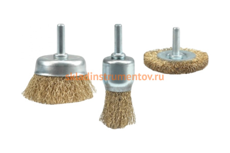 Набор металлических щеток на дрель Vorel 50/25/50 мм 3 шт. 06989