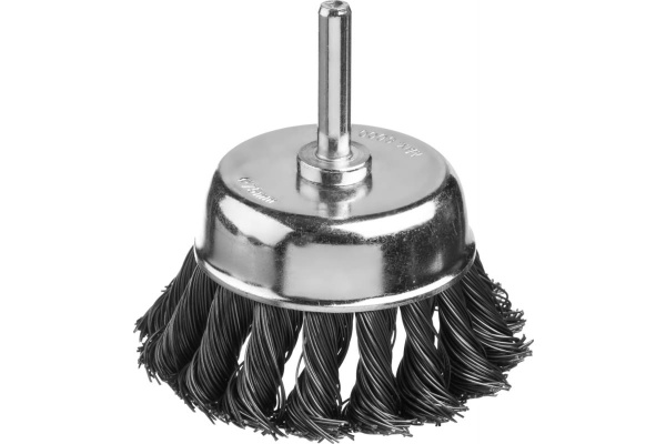 Щетка чашечная со шпилькой (жгутированная стальная проволока 0,5 мм, 75 мм) MIRAX 35148-075