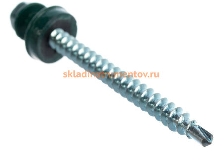 Саморезы Зубр для крепления кровельных материалов к деревянной обрешетке, цвет RAL 6005 зеленый насыщенный, оцинкованный, 4,8x60мм, 200шт 4-300315-48-060-6005