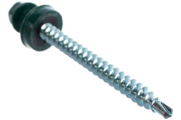 Саморезы Зубр для крепления кровельных материалов к деревянной обрешетке, цвет RAL 6005 зеленый насыщенный, оцинкованный, 4,8x60мм, 200шт 4-300315-48-060-6005