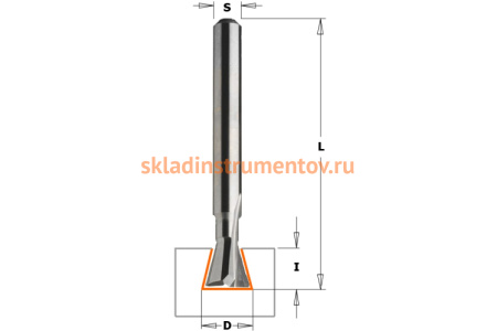 Фреза ласточкин хвост монолитная (9.3x7.3 мм; 19°; S 6 мм; W3; RH) по дереву CMT 718.093.11
