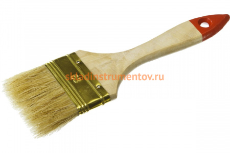 Плоская кисть, светлая щетина, деревянная ручка, 63мм Зубр УНИВЕРСАЛ-ОПТИМА 01099-063_z01