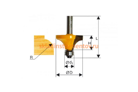 Фреза кромочная калевочная (22.3х13 мм; R 4.8 мм; хвостовик 8 мм) Энкор 46233