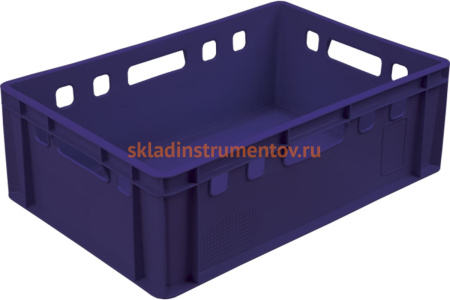 Мясной ящик п/э 600х400х200 сплошной, синий Тара.ру Е2 00385 Мясной ящик п/э 600х400х200 сплошной, синий Тара.ру Е2 00385