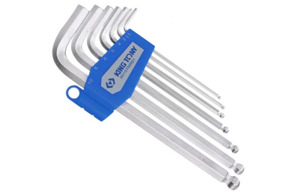 Набор Г-образных шестигранников с шаровым окончанием (2,5-10 мм, 7 предметов) KING TONY 20107MR01