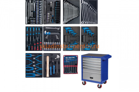 Набор инструментов в синей тележке (173 предмета) KING TONY 932-000MMB