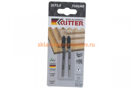 Пилки по дереву Т101AO (2 шт; 75х50 мм; шаг 1.3 мм; 20 TPi; CrV) для лобзиков RITTER 3171-2