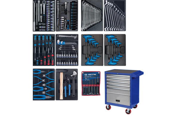 Набор инструментов в синей тележке (173 предмета) KING TONY 932-000MMB