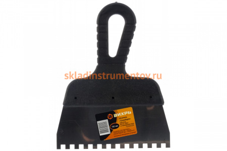 Зубчатый шпатель нержавеющая cталь, пластиковая рукоятка 6х6 мм, 150мм Вихрь 73/3/2/25