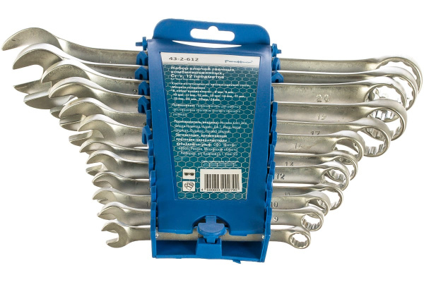Набор гаечных комбинированных ключей РемоКолор Cr-v, матовая полировка, 12 предметов 43-2-612