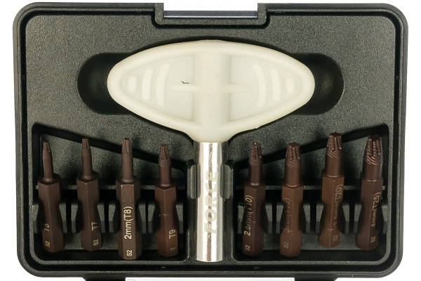 Набор экстракторов для сломанных 6-гранников и TORX болтов 9 предметов FORCE 909U1