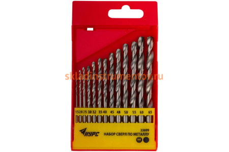 Набор сверл полированных (13 шт; 1.5 - 6.5 мм; HSS) по металлу КУРС 33699