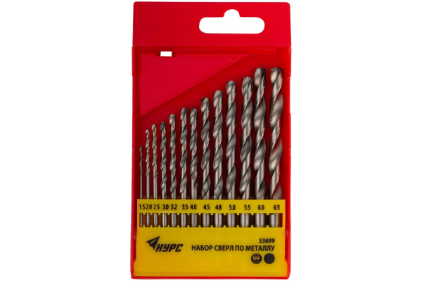 Набор сверл полированных (13 шт; 1.5 - 6.5 мм; HSS) по металлу КУРС 33699