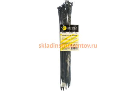 Универсальный пластиковый хомут ЭВРИКА черный 4.0x250мм 25шт ER-14252