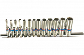Набор глубоких торцевых головок 1/4", шестигранные, 4-14 мм, 13 предметов KING TONY 2311MR