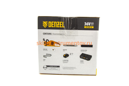 Бесщеточная цепная аккумуляторная пила DENZEL RCS400-36 58610