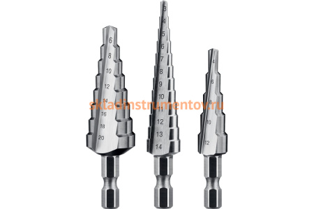 Набор ступенчатых сверл по сталям и цветным металлам (3 шт; 3-20 мм; Р6М5) ЗУБР 29670-3-20-H3_z01