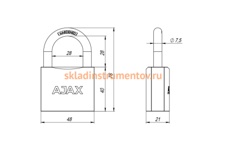 Навесной замок AJAX PD-01-50 англ. 3 кл., коробка 42237