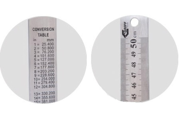 Металлическая линейка с двусторонней шкалой 2000х40х1,8мм GRIFF 033115