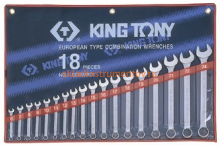 Набор комбинированных ключей 6-24мм, 18шт KING TONY 1218MR01