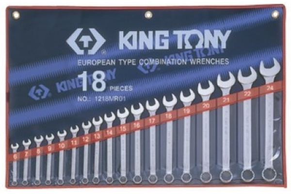 Набор комбинированных ключей 6-24мм, 18шт KING TONY 1218MR01