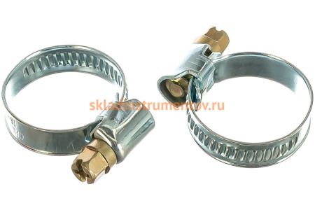 Металлические хомуты СИБРТЕХ, стандартное болтовое крепление, 16-27мм, 2шт, ширина 9мм, 47657