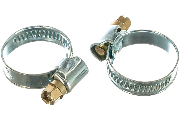 Металлические хомуты СИБРТЕХ, стандартное болтовое крепление, 16-27мм, 2шт, ширина 9мм, 47657