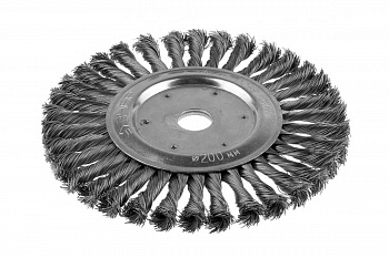 Щетка ЭКСПЕРТ дисковая для УШМ (жгутированная проволока 0,5 мм, 200 мм, 22.2 мм) Зубр 35190-200_z01