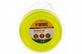Леска для триммера квадрат 3 мм х 15 м блистер FLEX CORD DENZEL 96117