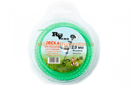 Леска для триммера 2,0 мм, 15 м, витая, бесшумная REDVERG 6622433