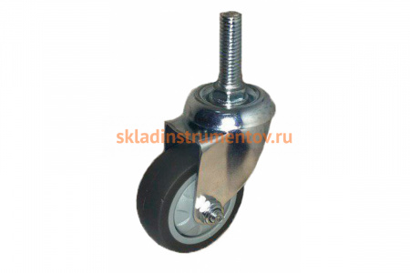 Колесо темно-серая мягкая гладкая резина крепление болтом М10 SCTG25 50 мм MFK-TORG 8062050M