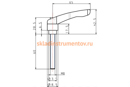 Зажимной рычаг KIPP K0122.2081X60