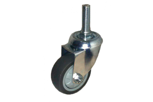 Колесо темно-серая мягкая гладкая резина крепление болтом М10 SCTG93 75 мм MFK-TORG 8062075M