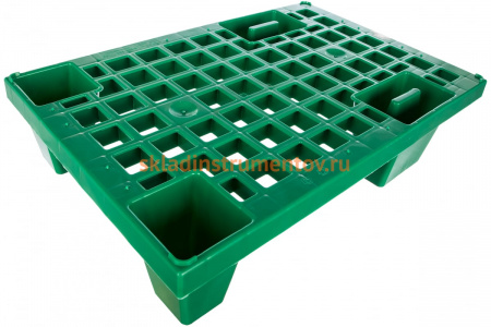 Перфорированный паллет на ножках, зеленый, 600х400х130 мм ТАРА 14994