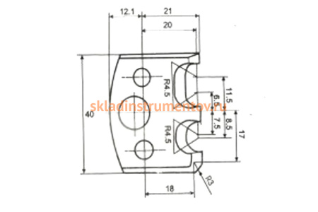 Нож фасонный 2 шт. по дереву для фрезерной головки Энкор 19317