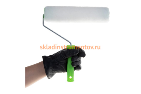 Валик СИБРТЕХ из натурального меха с ручкой, 250 мм, ворс 12 мм, D - 48 мм 80124