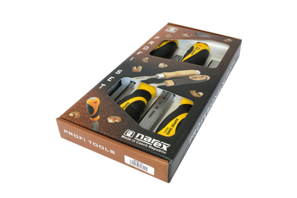 Набор из 4 плоских стамесок с ручкой NAREX SUPER 2009 LINE PROFI 6, 12, 20, 26 мм 860600