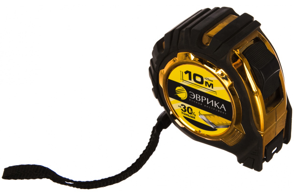Рулетка G металлический корпус с двумя фиксаторами с держателем ЭВРИКА 10м 25мм ER-71125