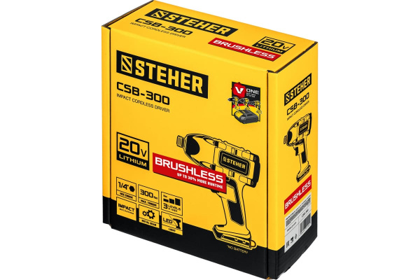 Бесщеточный винтоверт STEHER 20В, без АКБ CSB-300